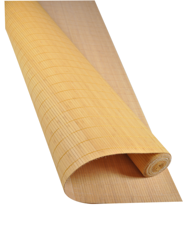 Natte Bambou 7mm Moutarde sur Tissu 180cmx500cm 