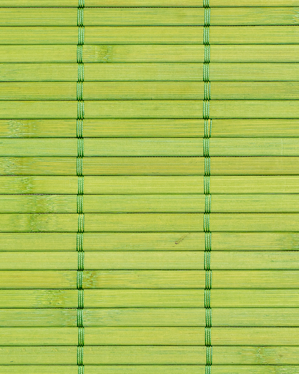 Bamboo mat Glued on textile 7mm Green color 
