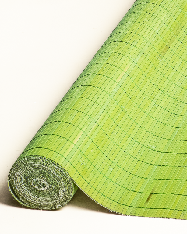 Bamboo mat Glued on textile 7mm Green color 
