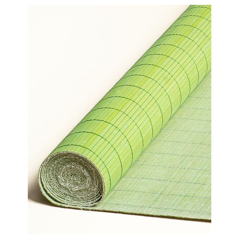 Bamboo mat Glued on textile 7mm Green color 