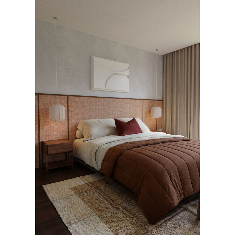 Fine-Mesh Raffia Weave Natural & Mahogany | Maison Douineau