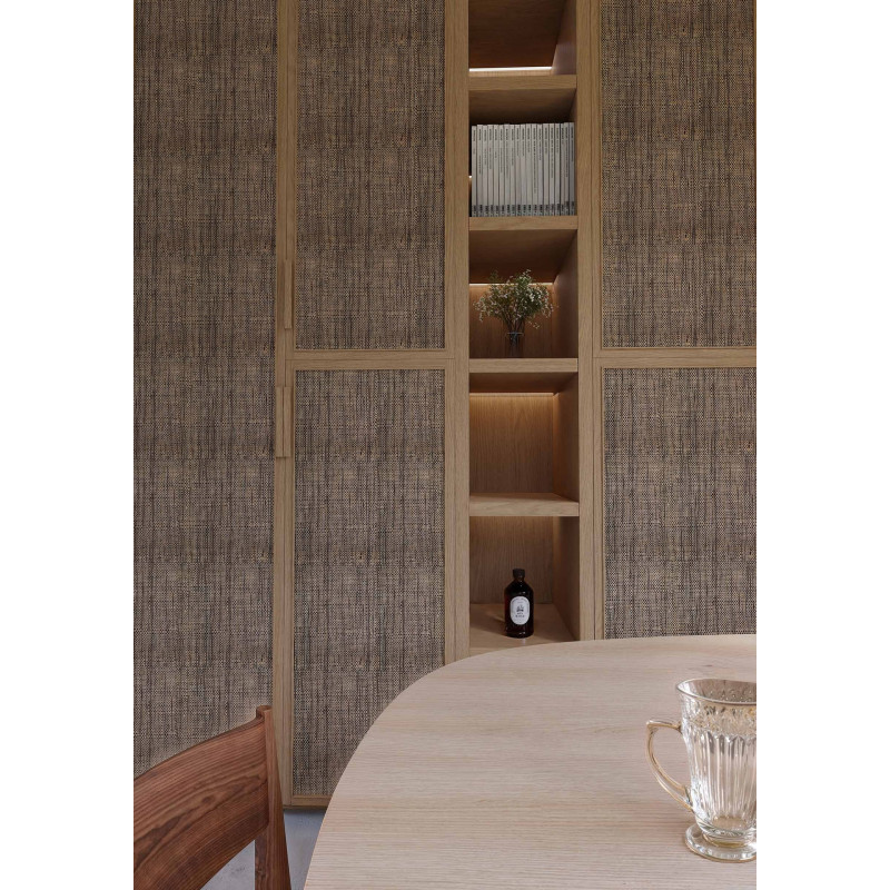 Fine-Mesh Raffia Weave Natural & Charcoal | Maison Douineau