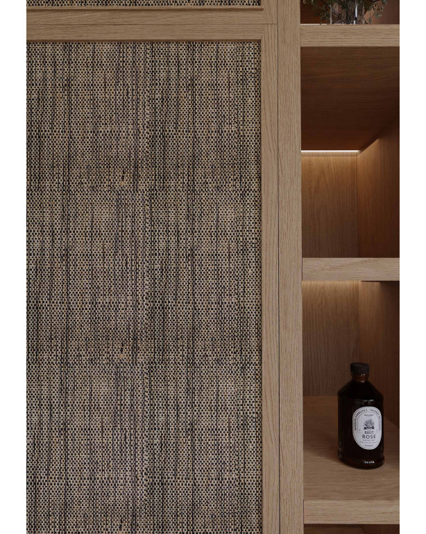 Fine-Mesh Raffia Weave Natural & Charcoal | Maison Douineau