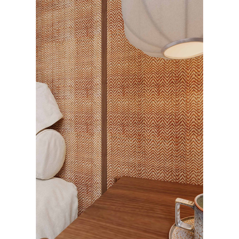 Chevron Raffia Weave Mahogany | Maison Douineau
