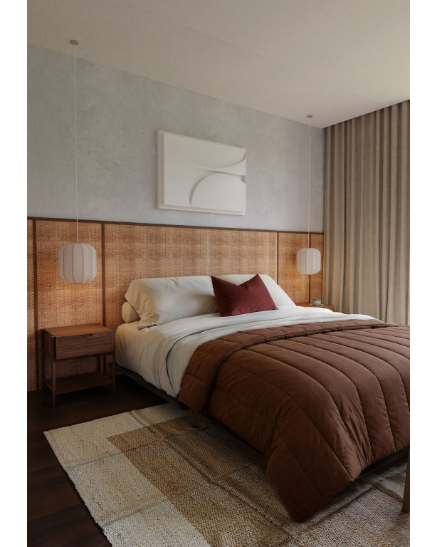 Chevron Raffia Weave Mahogany | Maison Douineau