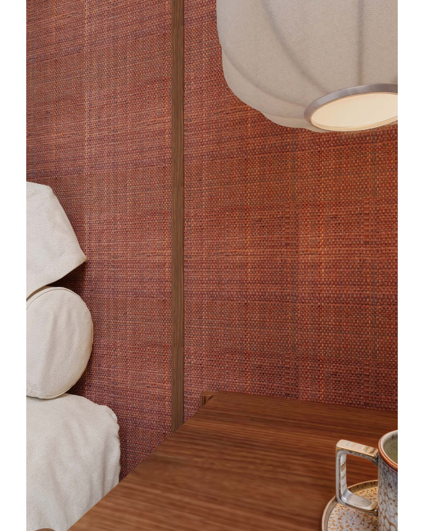 Fine-Mesh Raffia Weave Mahogany | Maison Douineau