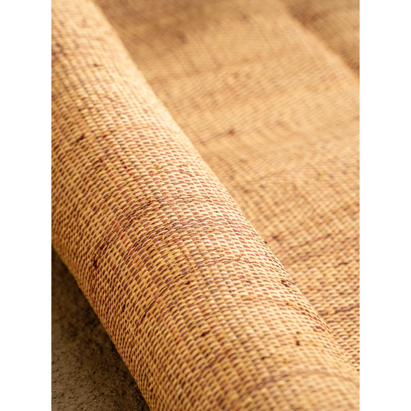 Natural & Burgundy fine Raffia weaving