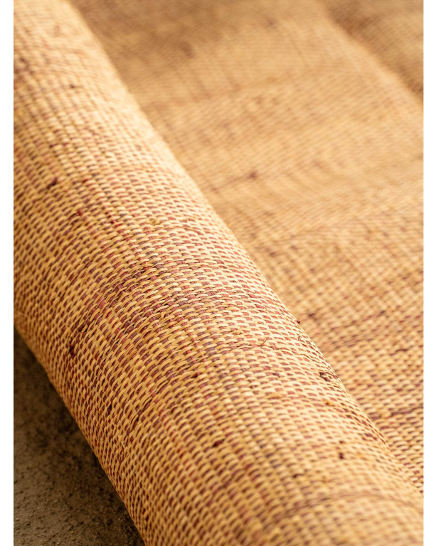 Natural & Burgundy fine Raffia weaving