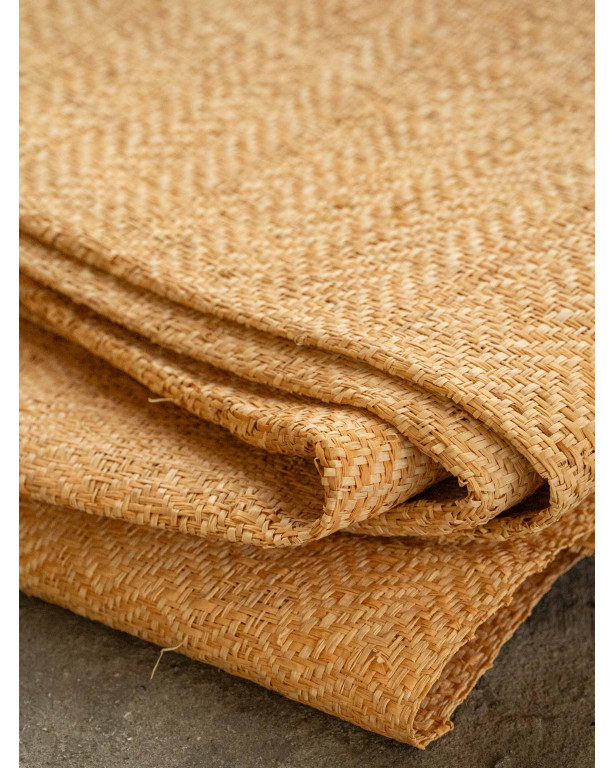 Natural and Rattan color Herringbone Fine Raffia Weaving